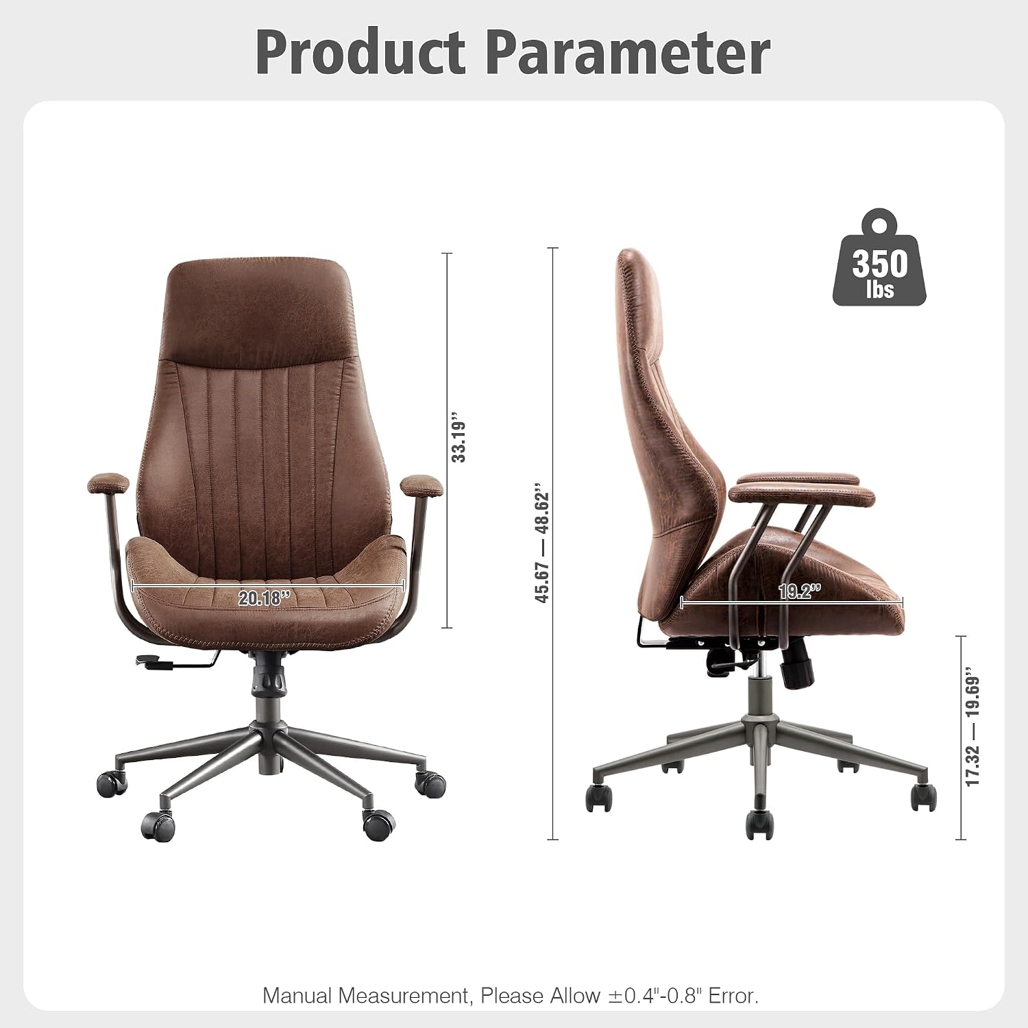 Task Chair Mid Back - Mid-Century Modern ergonomische bureaustoel met hoge