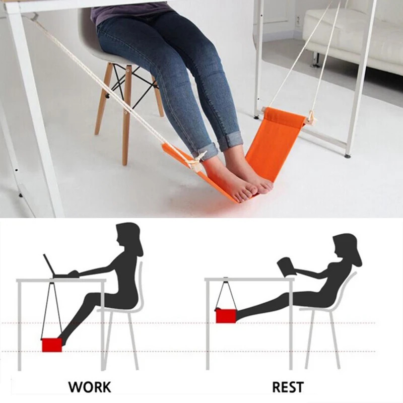 Under Desk Hammock - Verstelbare polyester voethangmat - draagbare bureauvoetsteun,