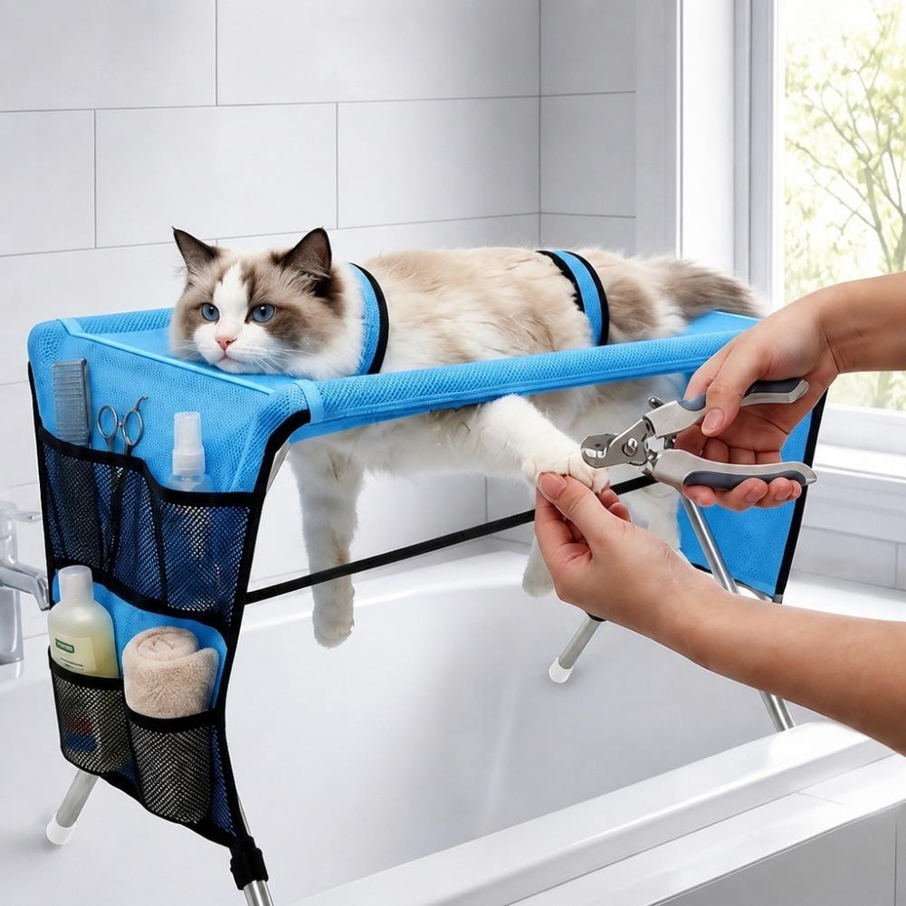 Under Desk Hammock - Vouwbare Hondenverzorgingshangmat Snel Droogend met Steunframe