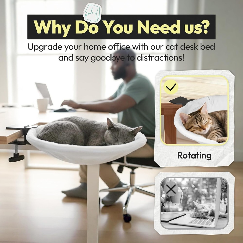 Verstelbaar kattenbed voor op  - Under Desk Hammock recensie en prijs