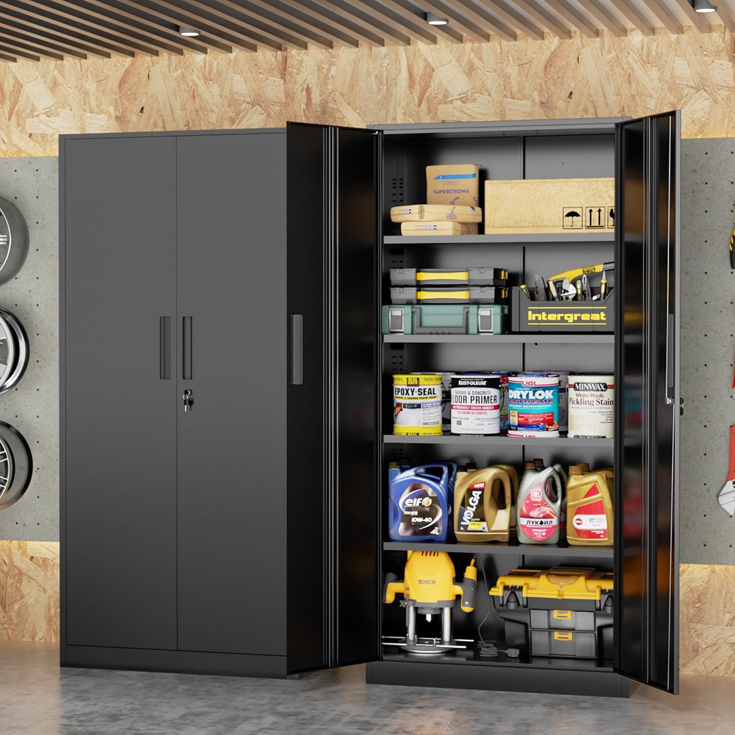 Hoge metalen opbergkast, afslu - Office Furniture Home recensie en prijs