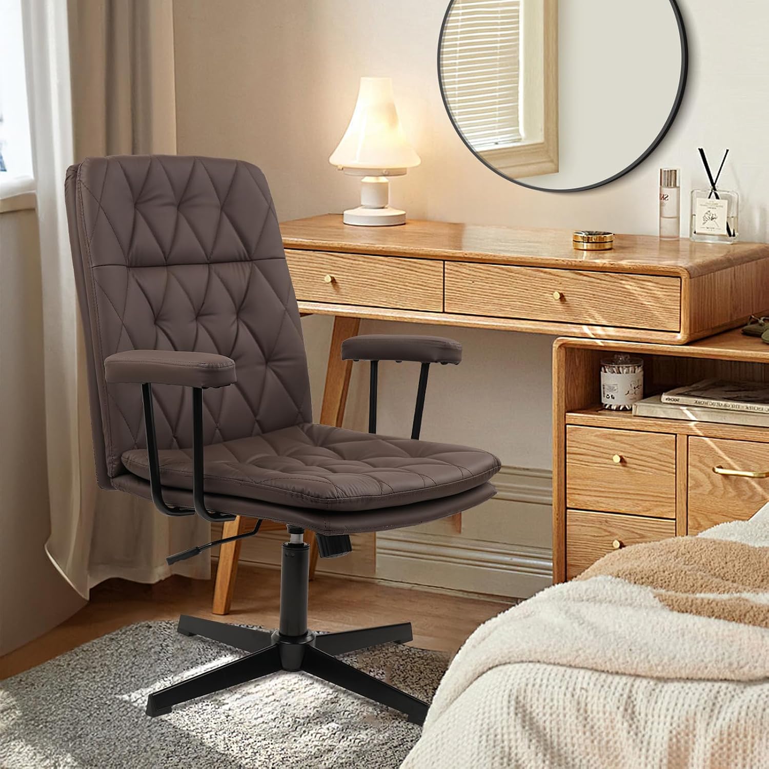 Bruine lederen bureaustoel zon - Task Chair Mid Back recensie en prijs