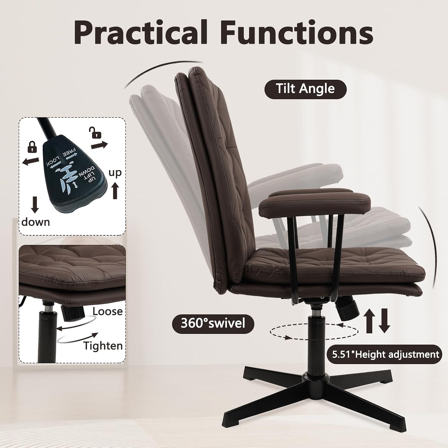 Bruine lederen bureaustoel zon - Task Chair Mid Back recensie en prijs